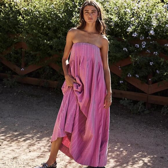 NWT Free People All For Sun Mauve Orchid Billowy Ethereal Bohemian Maxi Dress S - Picture 2 of 8